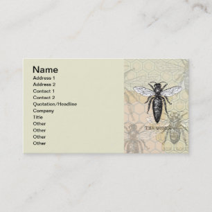 Tarjeta De Visita Ilustración antigua de insecto bug abeja reina