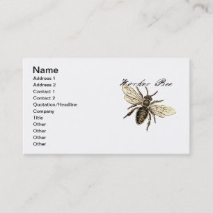 Tarjeta De Visita Ilustración Antigüedad Insecto Abeja Obrera Vintag
