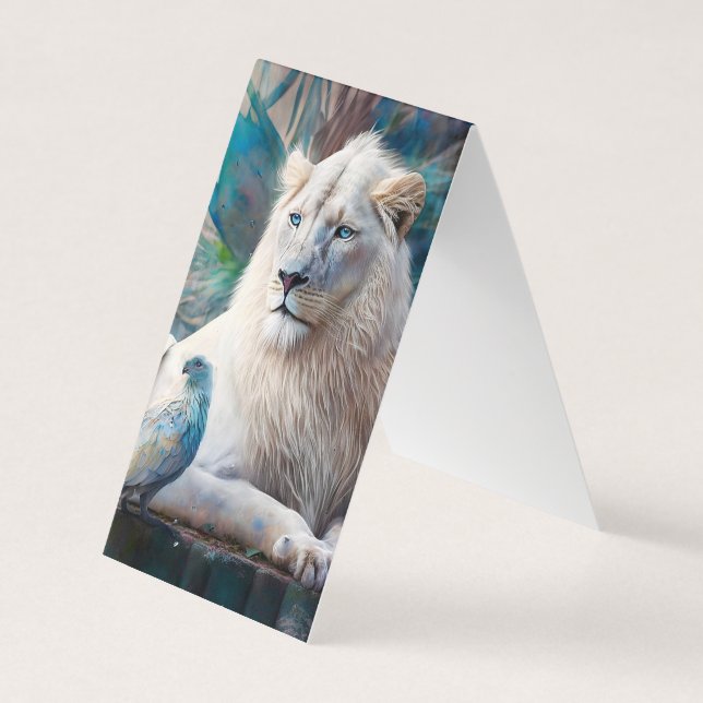Tarjeta De Visita Ilustracion Boho Beautiful White Lion (Anverso)