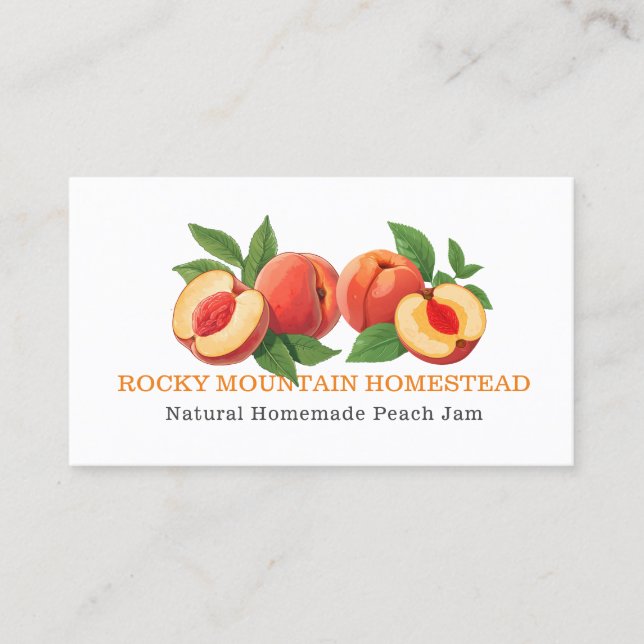 Tarjeta De Visita Ilustracion Botánico de Peach (Anverso)