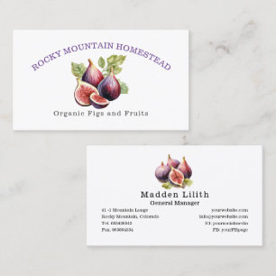 Tarjeta De Visita Ilustracion Botánico Orgánico de Frutas de Fig