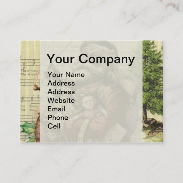 Tarjeta De Visita Ilustracion clásico Merry Santa Claus Tree (Anverso)