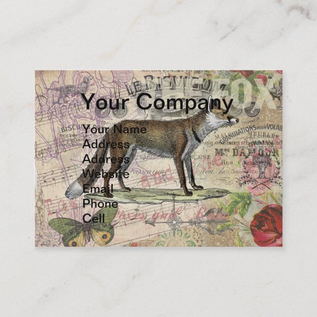 Tarjeta De Visita Ilustracion de animales de la vida silvestre Fox (Anverso)