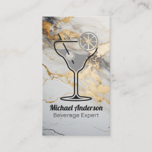 Tarjeta De Visita Ilustracion de bebidas   Mármol Relieve metalizado