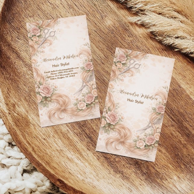 Tarjeta De Visita Ilustración de Blush Rose Hair Studio (Subido por el creador)