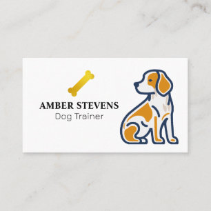 Tarjeta De Visita Ilustracion de Cachorro Hueso de perro dorado