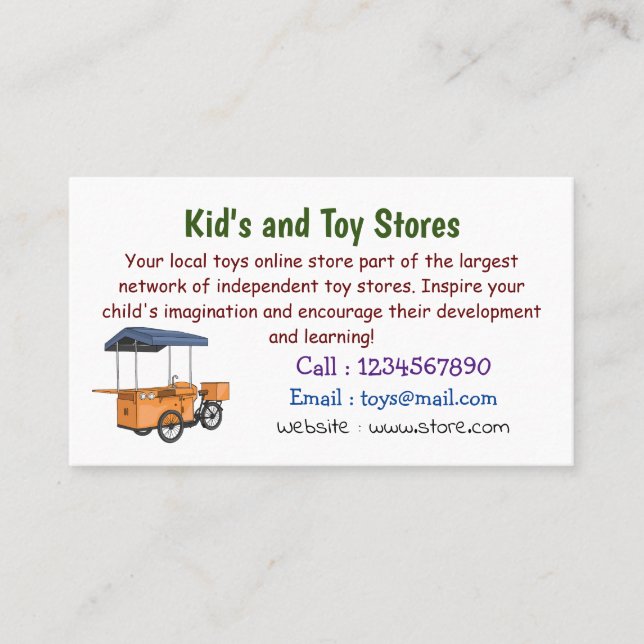 Tarjeta De Visita Ilustracion de carrito de comida para bicicletas p (Anverso)