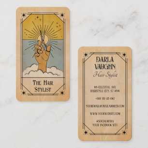 Tarjeta De Visita Ilustración de carta de tarot de estilista de cabe
