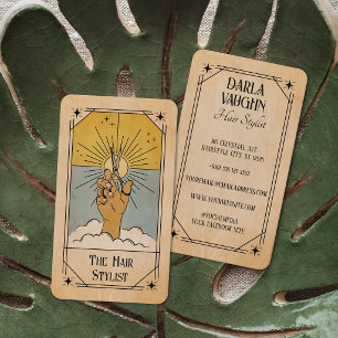 Tarjeta De Visita Ilustración de carta de tarot de estilista de cabe