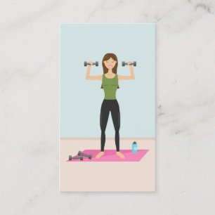 Tarjeta De Visita Ilustración de chica fitness entrenador personal