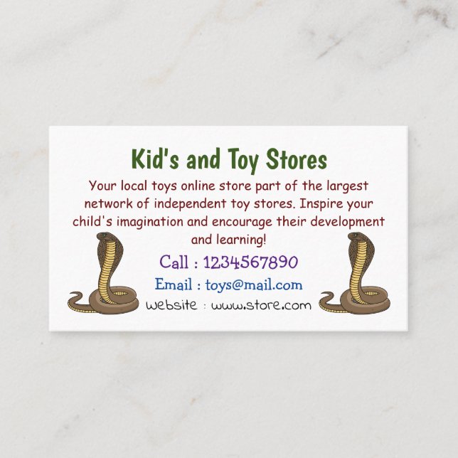 Tarjeta De Visita Ilustracion de cobra marrón (Anverso)