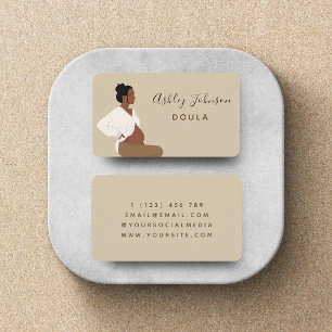 Tarjeta De Visita Ilustración de Dama Embarazada Boho Chic Doula Par