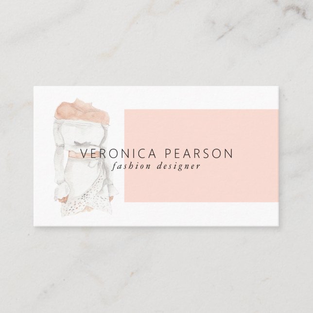 Tarjeta De Visita Ilustracion de diseño de moda acuarela (Anverso)