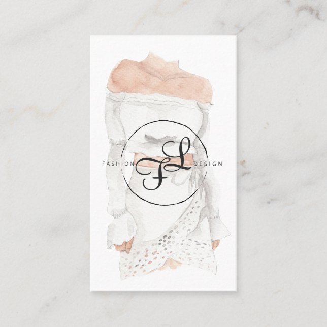 Tarjeta De Visita Ilustracion de diseño de moda acuarela (Anverso)