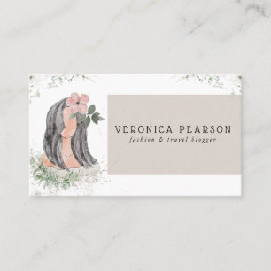 Tarjeta De Visita Ilustración de diseño de moda de cabello en acuare