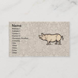 Tarjeta De Visita Ilustracion de época de cerda de cerdo