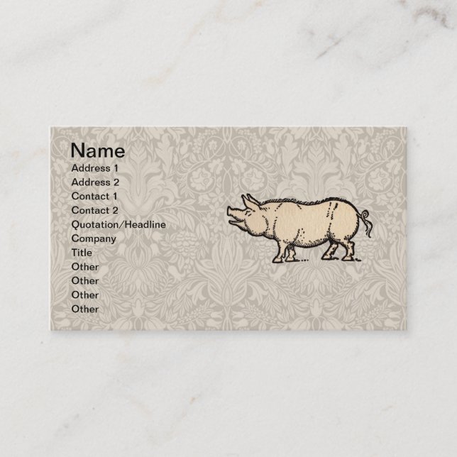 Tarjeta De Visita Ilustracion de época de cerda de cerdo (Anverso)
