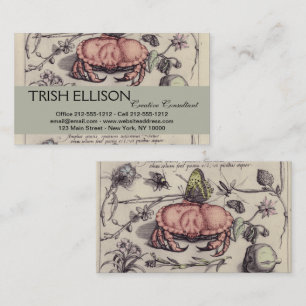 Tarjeta De Visita Ilustración de flor de insecto botánico de cangrej