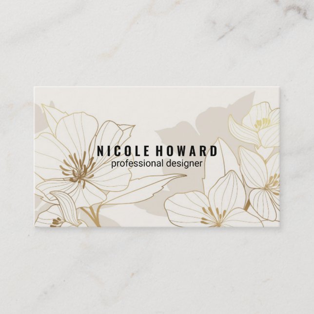 Tarjeta De Visita Ilustracion de flores blancas (Anverso)