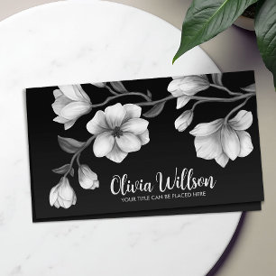 Tarjeta De Visita Ilustracion de Flores de Magnolia Blanca