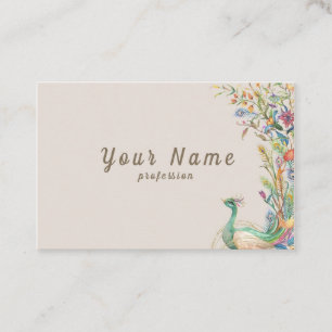 Tarjeta De Visita Ilustracion de flores de pavos reales con acuarela
