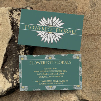 Tarjeta De Visita Ilustración de Florista de Margarita Verde y Amari