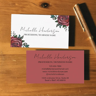Tarjeta De Visita Ilustración de Florista de Rosa Roja y Blanca Eleg