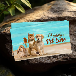 Tarjeta De Visita Ilustracion de gato, perro, canario y conejo