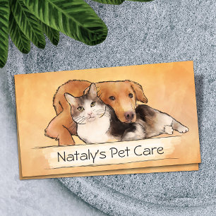Tarjeta De Visita Ilustracion de gato y perro