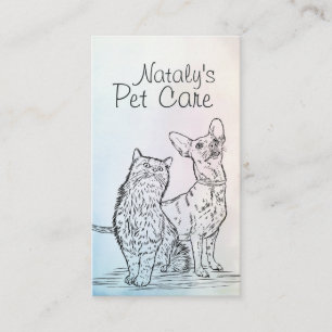 Tarjeta De Visita Ilustracion de gato y perro