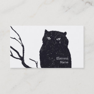 Tarjeta De Visita Ilustración de grabado de búho vintage
