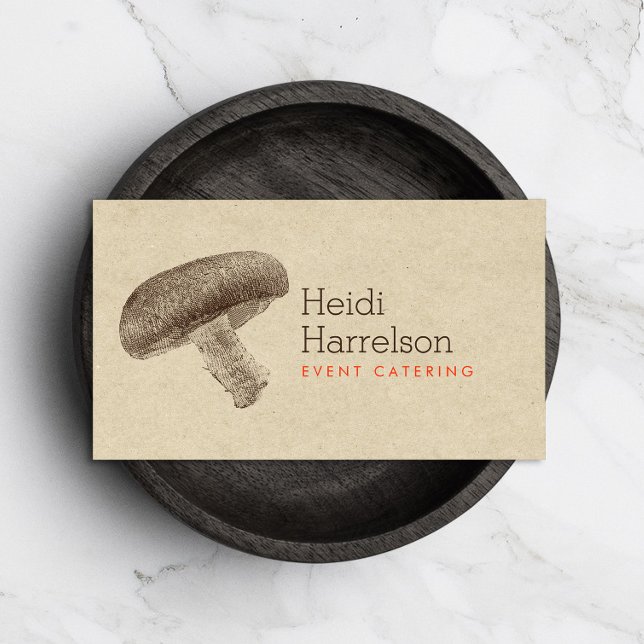 Tarjeta De Visita Ilustracion de hongos Brown/Tan - Comedor, Chef (Subido por el creador)