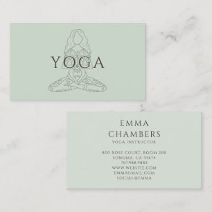 Tarjeta De Visita Ilustración de instructora de yoga minimalista en 
