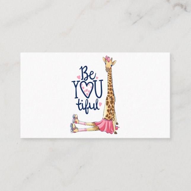 Tarjeta De Visita Ilustracion de jirafa adorable dibujado a mano (Anverso)