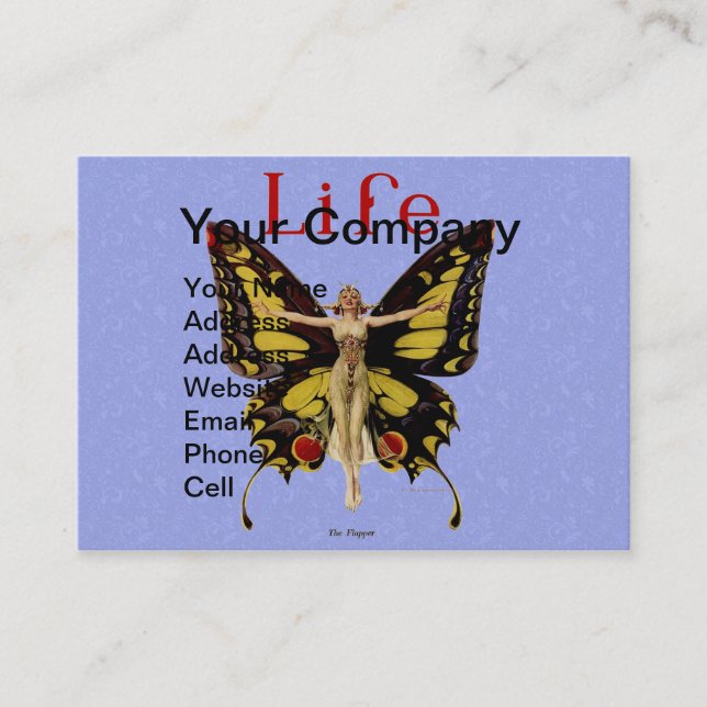 Tarjeta De Visita Ilustracion de la mujer voladora de mariposa flapp (Anverso)