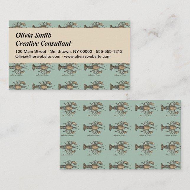 Tarjeta De Visita Ilustracion de langosta Antique Maine (Anverso / Reverso)