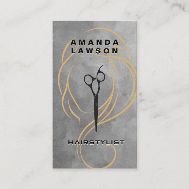 Tarjeta De Visita Ilustracion de línea de belleza | Tijeras | Acuare (Anverso)