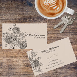 Tarjeta De Visita Ilustracion de línea floral minimalista