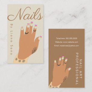 Tarjeta De Visita Ilustración de mano de artista de uñas tatuadas