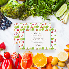 Tarjeta De Visita Ilustración de manzanas, melocotones y limas para 