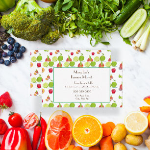 Tarjeta De Visita Ilustración de manzanas, melocotones y limas para
