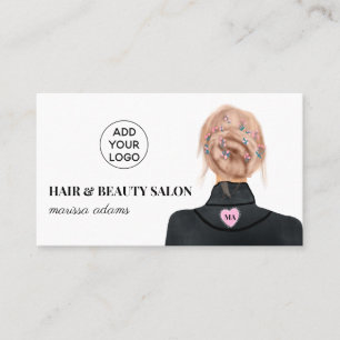 Tarjeta De Visita ilustracion de moda en salón de belleza con logo