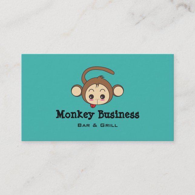 Tarjeta De Visita Ilustracion de monos Cute Kawaii (Anverso)