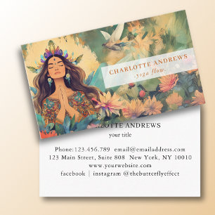 Tarjeta De Visita Ilustración de mujer sanadora de energía Reiki Esp