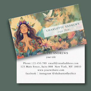 Tarjeta De Visita Ilustración de mujer sanadora de energía Reiki esp
