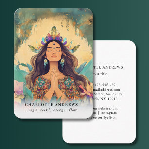 Tarjeta De Visita Ilustración de mujer sanadora de energía Reiki Esp
