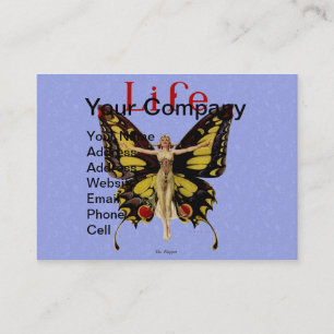 Tarjeta De Visita Ilustración de Mujer Volando Mariposa Flapper