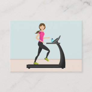 Tarjeta De Visita Ilustración de niña linda corriendo Entrenadora pe