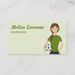 Tarjeta De Visita Ilustración de niña linda entrenadora de fútbol ve