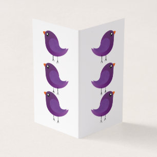 Tarjeta De Visita Ilustración de pajarito morado lindo